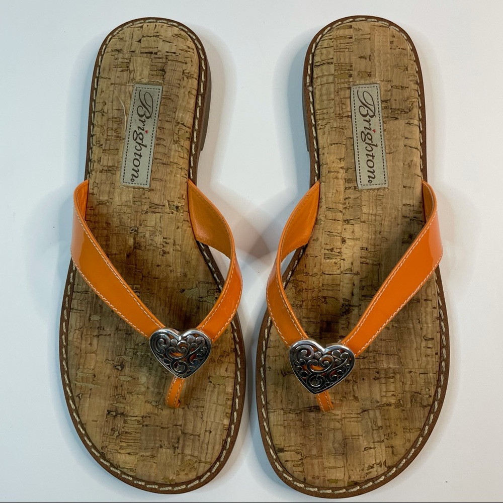 Brighton Orange Sandals with Heart Accent